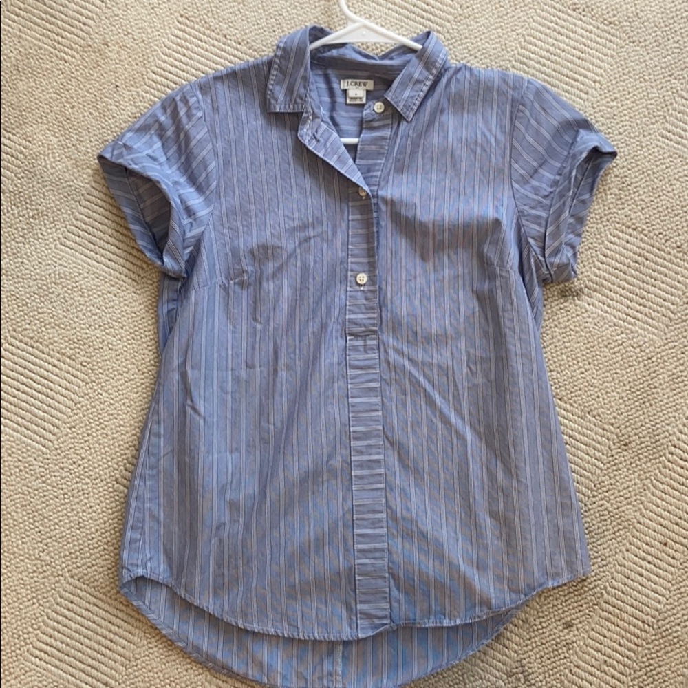 J crew shirt sleeve half button up shirt